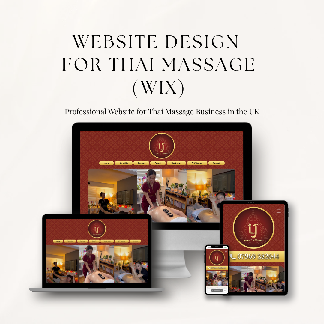 Professional Wix website design for a Thai massage business in the UK, custom-built by Kru Annie Bennett to be mobile-responsive with integrated booking systems.