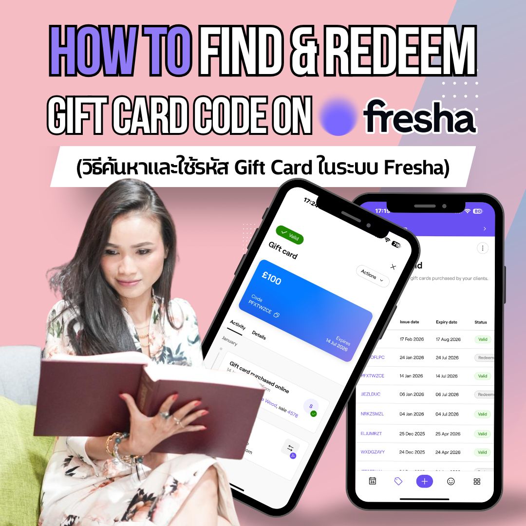 Kru Annie Bennett Fresha Expert teaching Thai Massage shop owners in the UK how to find and redeem Gift Card codes in EP4.